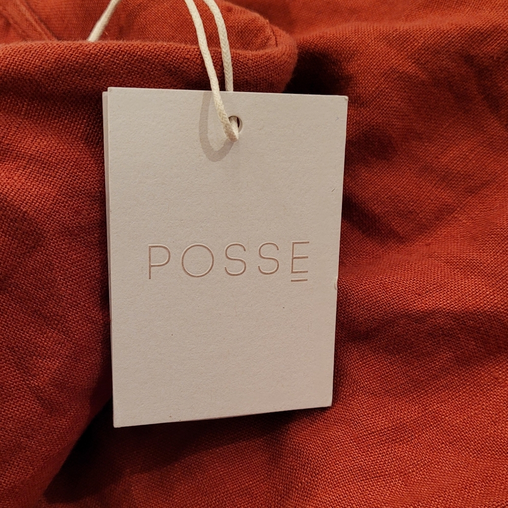 NWT POSSE DOT LINEN CUTOUT DRESS IN JAM RED - Picture 10 of 12